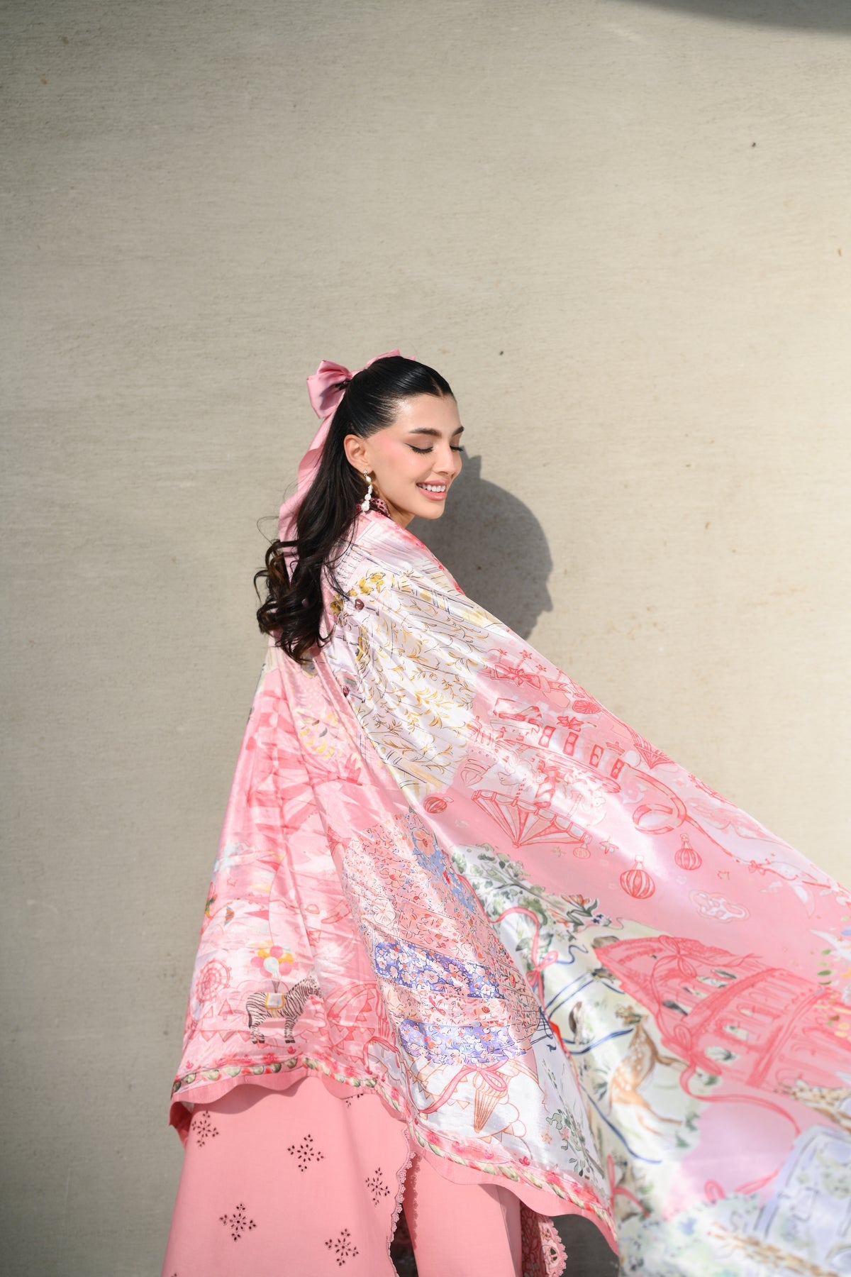 ZAIB-3PC LAWN CHIKAN EMBROIDERED SHIRT WITH CHIFFON PRINTED DUPATTA AND TROUSER-BIC-4880