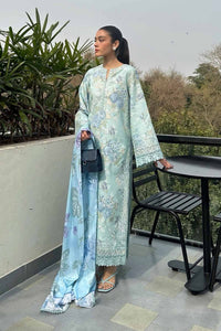 AYZEL-3PC LAWN PRINTED EMB SHIRT WITH SILK PRINTED DUPATTA AND PRINTED TROUSER-BIC-043