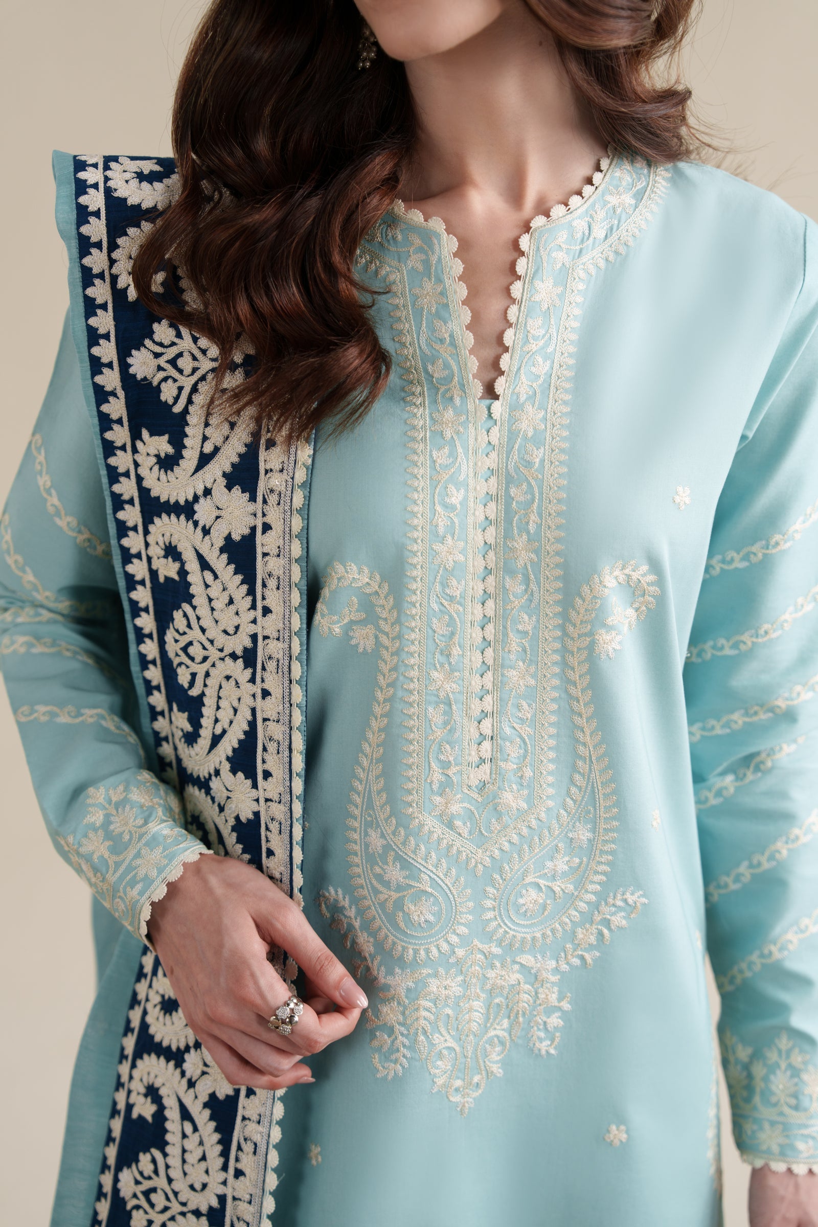 ZAIB-3PC LAWN EMBROIDERED SHIRT WITH CHIFFON EMB DUPATTA AND TROUSER-BIC-4916