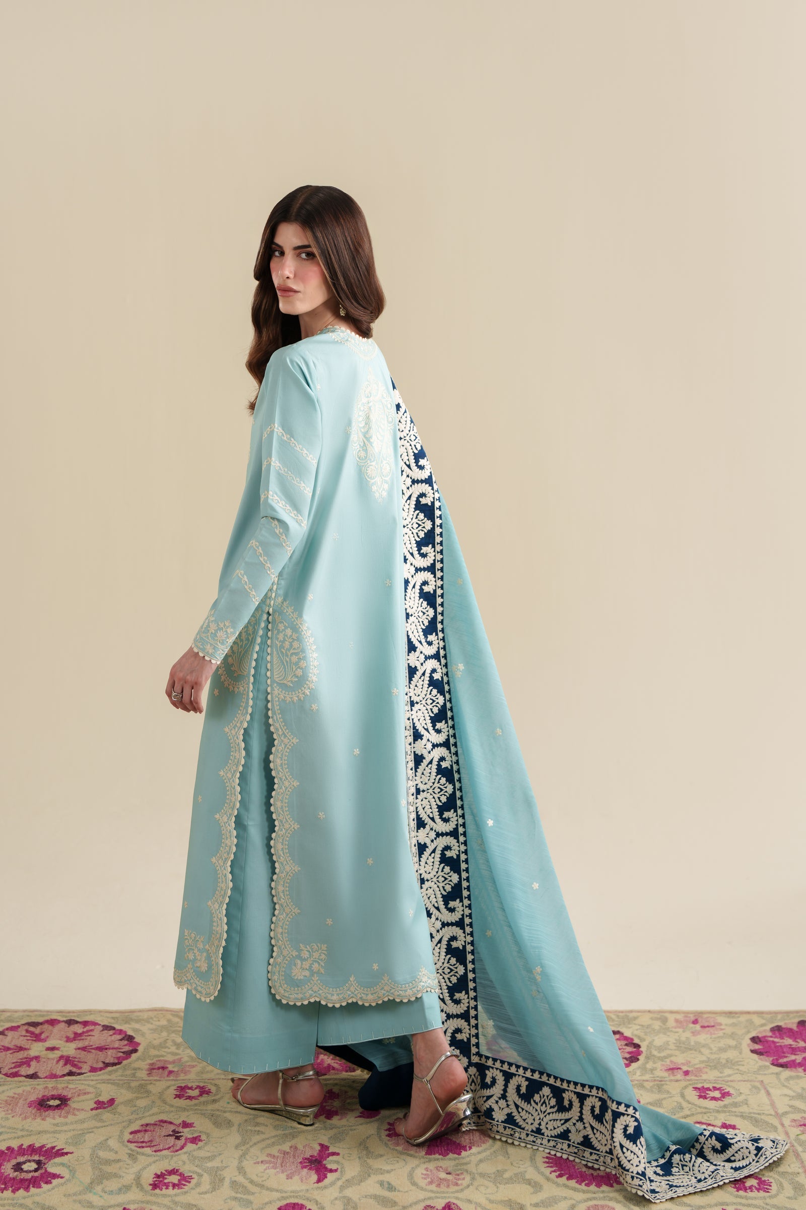 ZAIB-3PC LAWN EMBROIDERED SHIRT WITH CHIFFON EMB DUPATTA AND TROUSER-BIC-4916