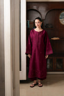 ZAIB-2PIECE DHANAK EMBROIDERED SHIRT WITH DHANAK EMBROIDERED SLEEVES-BIC-15131