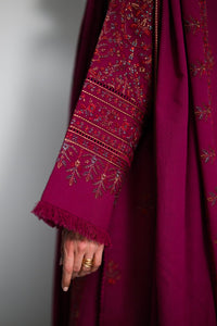 ZAIB-3PC KARANDI EMBROIDERED SHIRT WITH KARANDI EMBROIDERED SHAWL AND TROUSER -BIC-5295