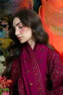 ZAIB-3PC KARANDI EMBROIDERED SHIRT WITH KARANDI EMBROIDERED SHAWL AND TROUSER -BIC-5295