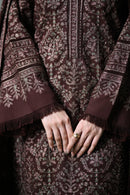 ZAIB-3PC KARANDI EMBROIDERED SHIRT WITH KARANDI EMBROIDERED SHAWL AND TROUSER -BIC-5294