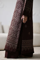 ZAIB-3PC KARANDI EMBROIDERED SHIRT WITH KARANDI EMBROIDERED SHAWL AND TROUSER -BIC-5294