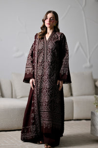 ZAIB-3PC KARANDI EMBROIDERED SHIRT WITH KARANDI EMBROIDERED SHAWL AND TROUSER -BIC-5294