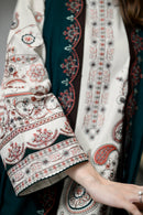 ZAIB-3PC KARANDI EMBROIDERED SHIRT WITH KARANDI EMBROIDERED SHAWL AND TROUSER-BIC-5302