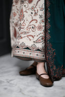 ZAIB-3PC KARANDI EMBROIDERED SHIRT WITH KARANDI EMBROIDERED SHAWL AND TROUSER-BIC-5302