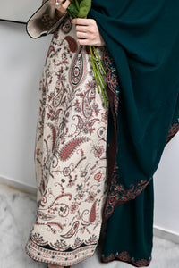 ZAIB-3PC KARANDI EMBROIDERED SHIRT WITH KARANDI EMBROIDERED SHAWL AND TROUSER-BIC-5302