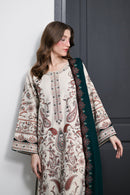 ZAIB-3PC KARANDI EMBROIDERED SHIRT WITH KARANDI EMBROIDERED SHAWL AND TROUSER-BIC-5302