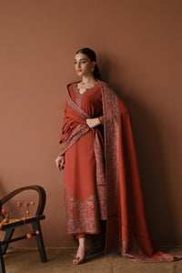 BATIK-3PC DHANAK EMBROIDERED SHIRT WITH DHANAK EMBROIDERED SHAWL AND TROUSER-BIC-4313