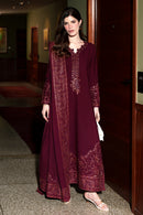 ZAIB-3PC KARANDI EMBROIDERED SHIRT WITH KARANDI EMBROIDERED SHAWL AND TROUSER-BIC-5316