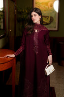 ZAIB-3PC KARANDI EMBROIDERED SHIRT WITH KARANDI EMBROIDERED SHAWL AND TROUSER-BIC-5316