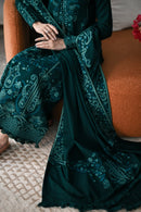ZAIB-3PC KARANDI EMBROIDERED SHIRT WITH KARANDI EMBROIDERED SHAWL AND TROUSER -BIC-5304