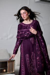 ZAIB-3PC KARANDI EMBROIDERED SHIRT WITH KARANDI EMBROIDERED SHAWL AND TROUSER-BIC-5310