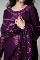 ZAIB-3PC KARANDI EMBROIDERED SHIRT WITH KARANDI EMBROIDERED SHAWL AND TROUSER-BIC-5310