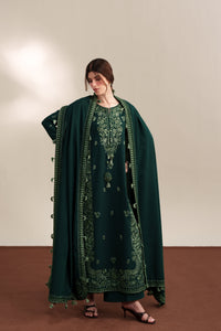 ZAIB-3PC KARANDI EMBROIDERED SHIRT WITH KARANDI EMBROIDERED SHAWL AND TROUSER-BIC-5315
