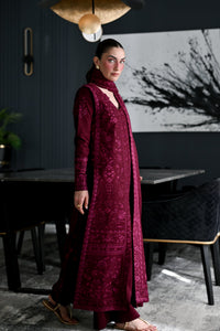 ZAIB-3PC KARANDI EMBROIDERED SHIRT WITH KARANDI EMBROIDERED SHAWL AND TROUSER-BIC-5311