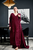 ZAIB-3PC KARANDI EMBROIDERED SHIRT WITH KARANDI EMBROIDERED SHAWL AND TROUSER-BIC-5311