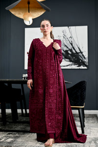 ZAIB-3PC KARANDI EMBROIDERED SHIRT WITH KARANDI EMBROIDERED SHAWL AND TROUSER-BIC-5311