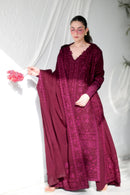 ZAIB-3PC KARANDI EMBROIDERED SHIRT WITH KARANDI EMBROIDERED SHAWL AND TROUSER-BIC-5311