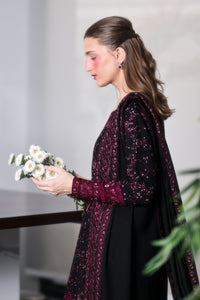 ZAIB-3PC KARANDI EMBROIDERED SHIRT WITH KARANDI EMBROIDERED SHAWL AND TROUSER -BIC-5297