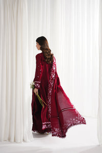 GARNET-3PC DHANAK EMBROIDERED SHIRT WITH DHANAK EMBROIDERED SHAWL & TROUSER-BIC-4312