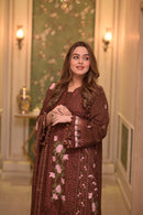 ANEELAS-3PC LAWN CHIKAN EMBROIDERED SHIRT WITH LAWN EMB DUPATTA AND TROUSER-BIC-4809