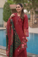 ANEELAS-3PC LAWN CHIKAN EMBROIDERED SHIRT WITH CHIFFON PRINTED EMB DUPATTA AND TROUSER-BIC-4875