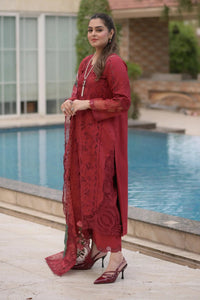 ANEELAS-3PC LAWN CHIKAN EMBROIDERED SHIRT WITH CHIFFON PRINTED EMB DUPATTA AND TROUSER-BIC-4875