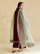 ZARA SHAHJAHAN - 3PC LAWN EMBROIDERED SHIRT WITH ORGANZA EMBROIDERED DUPATTA AND TROUSER -BIC-3827