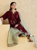 ZARA SHAHJAHAN - 3PC LAWN EMBROIDERED SHIRT WITH ORGANZA EMBROIDERED DUPATTA AND TROUSER -BIC-3827