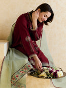 ZARA SHAHJAHAN - 3PC LAWN EMBROIDERED SHIRT WITH ORGANZA EMBROIDERED DUPATTA AND TROUSER -BIC-3827