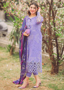MUSHQ-3PC DHANAK EMBROIDERED SHIRT WITH COURTRAI PRINTED SHAWL & TROUSER- BIC-4070