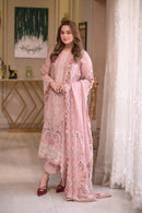 ANNELA`S-3PC DHANAK EMBROIDERED SHIRT WITH DHANAK EMBROIDERED DUPATTA & EMB TROUSER-BIC-4667