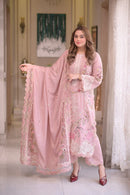 ANNELA`S-3PC DHANAK EMBROIDERED SHIRT WITH DHANAK EMBROIDERED DUPATTA & EMB TROUSER-BIC-4667