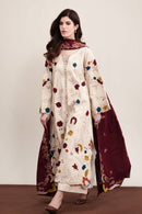ZAIB-3PC DHANAK EMBROIDERED SHIRT WITH DHANAK EMBROIDERED SHAWL AND TROUSER-BIC-5325