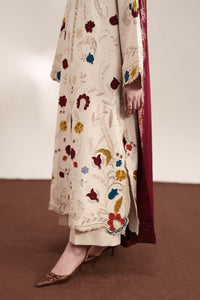 ZAIB-3PC DHANAK EMBROIDERED SHIRT WITH DHANAK EMBROIDERED SHAWL AND TROUSER-BIC-5325