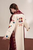 ZAIB-3PC DHANAK EMBROIDERED SHIRT WITH DHANAK EMBROIDERED SHAWL AND TROUSER-BIC-5325