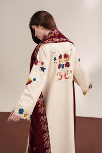 ZAIB-3PC DHANAK EMBROIDERED SHIRT WITH DHANAK EMBROIDERED SHAWL AND TROUSER-BIC-5325