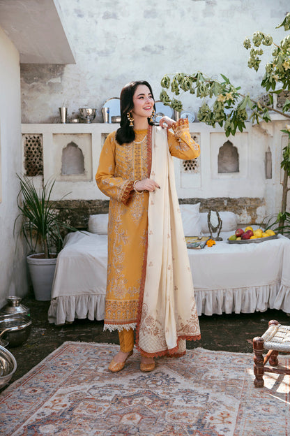FLORENT-3PC DHANAK EMBROIDERED SHIRT WITH DHANAK EMBROIDERED SHAWL AND TROUSER BIC-4150