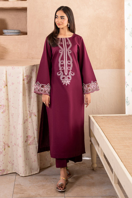 IZEL-2PC DHANAK EMBROIDERED SHIRT WITH DHANAK TROUSER-BIC-104