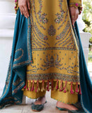 REPUBLIC WOMENSWEAR-3PC DHANAK EMBROIDERED SHIRT WITH DHANAK EMBROIDERED SHAWL AND TROUSER-BIC-5238