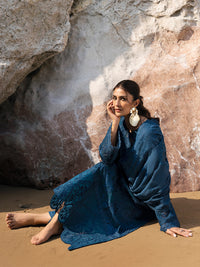 MAHNUR-3PC LAWN LASER WORK EMBROIDERED SHIRT WITH KHAADI NET EMBROIDERED DUPATTA AND TROUSER -BIC-4741