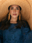 MAHNUR-3PC LAWN LASER WORK EMBROIDERED SHIRT WITH KHAADI NET EMBROIDERED DUPATTA AND TROUSER -BIC-4741