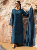 MAHNUR-3PC LAWN LASER WORK EMBROIDERED SHIRT WITH KHAADI NET EMBROIDERED DUPATTA AND TROUSER -BIC-4741