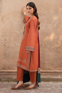 JAZMIN-3PC DHANAK EMBROIDERED SHIRT WITH COURTRAI PRINTED SHAWL AND TROUSER-BIC-4244