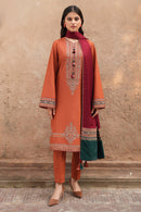 JAZMIN-3PC DHANAK EMBROIDERED SHIRT WITH COURTRAI PRINTED SHAWL AND TROUSER-BIC-4244