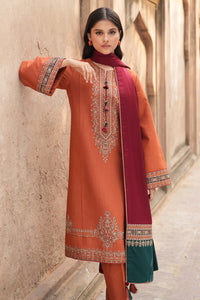 JAZMIN-3PC DHANAK EMBROIDERED SHIRT WITH COURTRAI PRINTED SHAWL AND TROUSER-BIC-4244