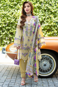 JADE-3PC LAWN CHIKANKAARI EMBROIDERED SHIRT WITH CHIFFON PRINT DUPATTA AND TROUSER-BIC-4776